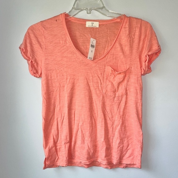 Anthropologie t.la Peach Classic V-neck Tee - Picture 2 of 8